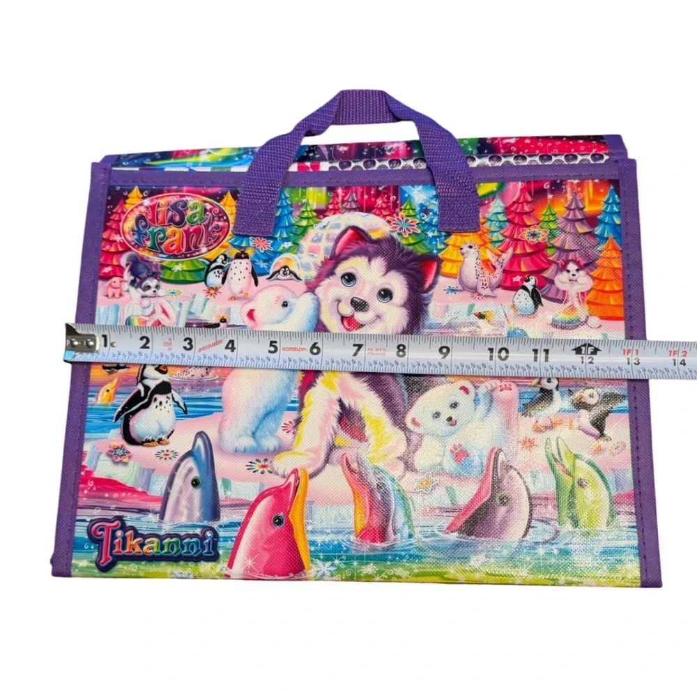 Lisa Frank Tikanni Trifold Portfolio Art Organizer Bag with 6 Crayons Rainbow